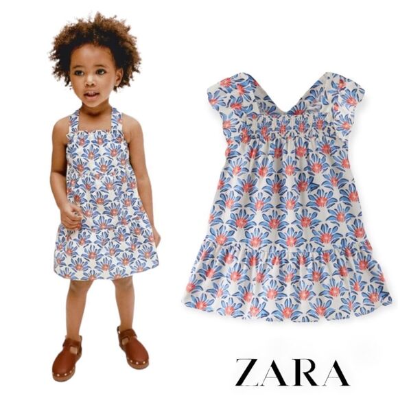 ZARA Kids | Blue | FLORAL POPLIN DRESS - Picture 1 of 6